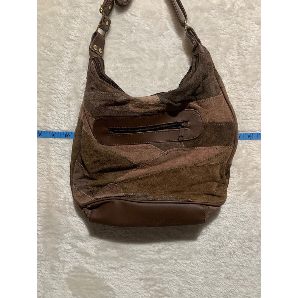 Patchwork Brown Suede Boh Shoulder Bag Purse Boho Chco - Picture 4 of 10